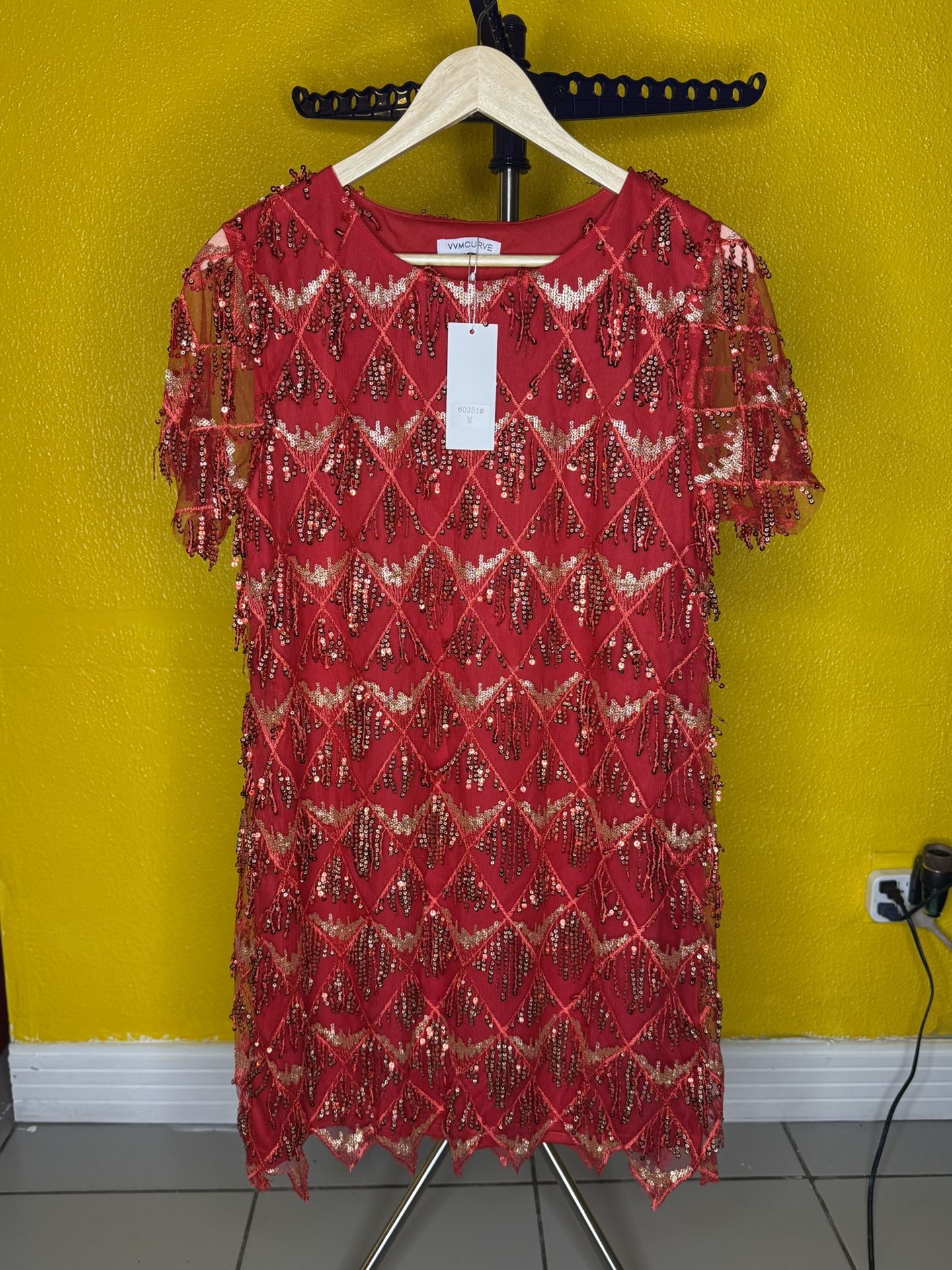 Women's Sequin Fringe 1920 Short Prom Dress Sequins Art Deco Cocktail Gatsby Party Dress with Short Sleeve