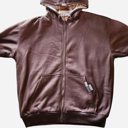 Brown Sherpa lined zip up reversible hoodie