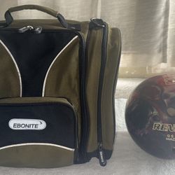 Brunswick Glow Renegade Bowling Ball Red Black White Swirl 