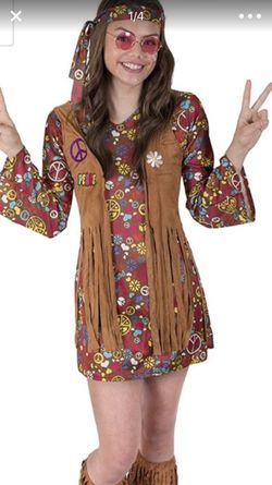 Girls Hippie costume Love n Peace. Size Medium 8-10 Youth