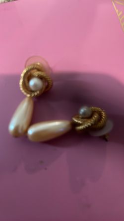 Gold Knot Pearl Drop Earrings