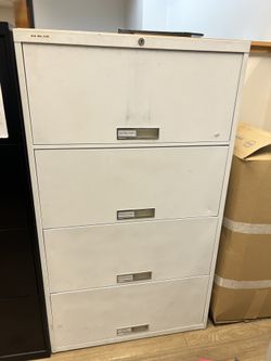 4 Drawer Lateral File Cabinet with Retractable Drawers - White with Lock And Key