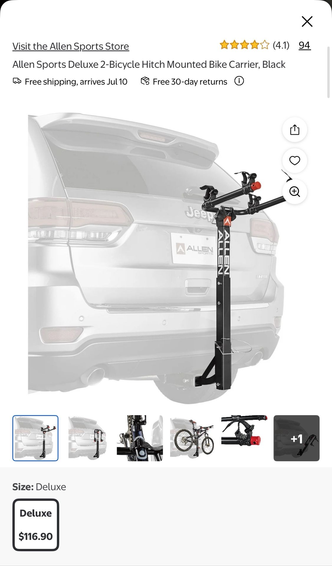 BRAND NEW-never been open box-Allen Sports Deluxe 2-Bicycle Hitch Mounted Bike Carrier, Black