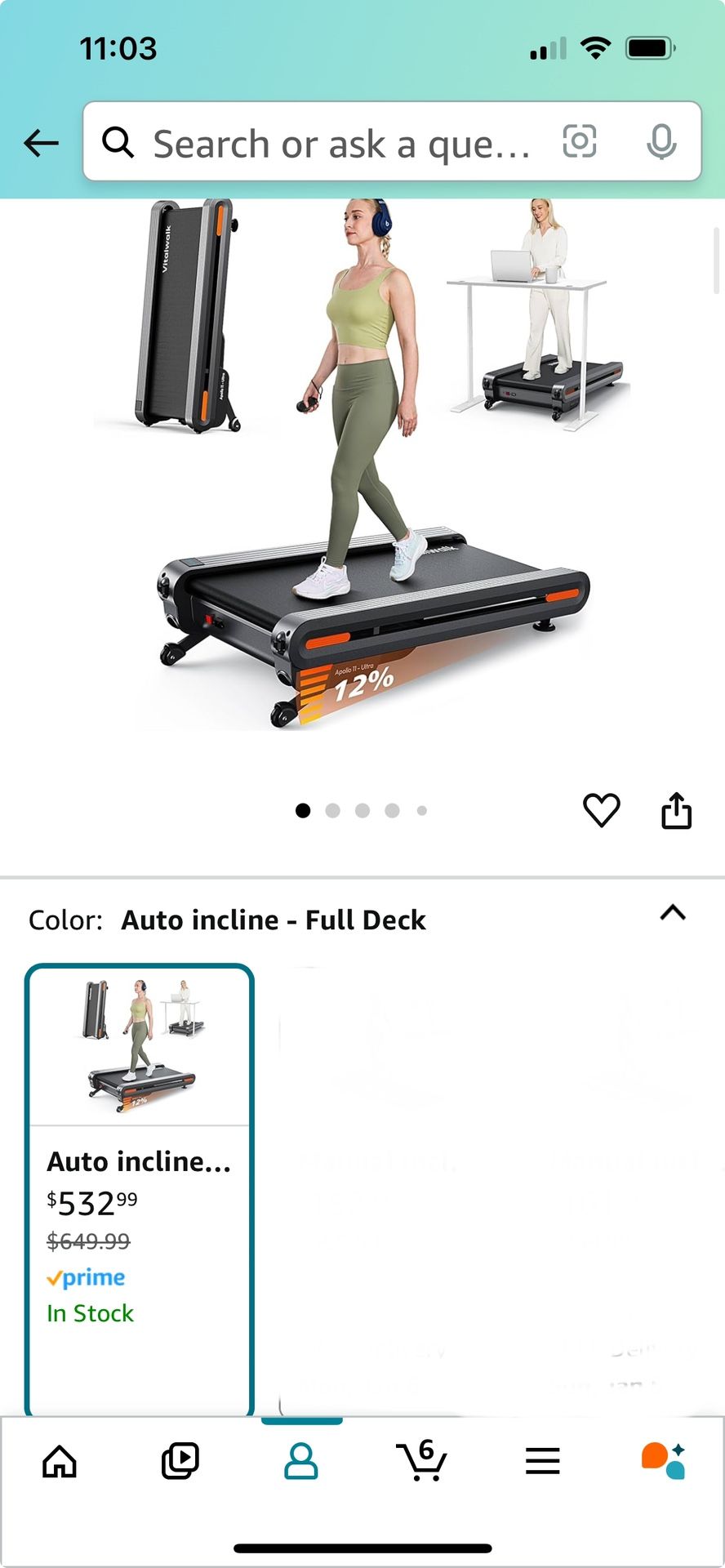 Vitalwalk Walking Pad Treadmill with Incline New In Box!