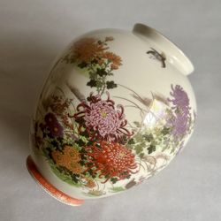 Vintage Shibata Japanese Porcelain Chrysanthemum And Bird Vase 
