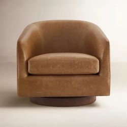 Genuine Leather Barrel Chair