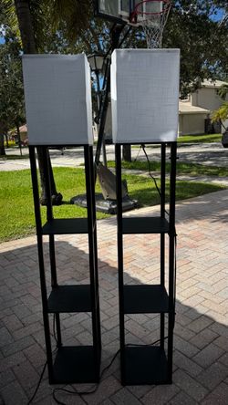 Pair of Floor Lamps with Shelves