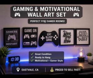 🎮 Gaming & Motivational Wall Art Set – 5 Pieces – Ready to Hang 🎮