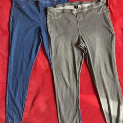 Lot 2 VERA WANG BLUE KHAKI STRETCH COMFORTABLE DENIM JEANS PANTS XL - 2 for 1 
