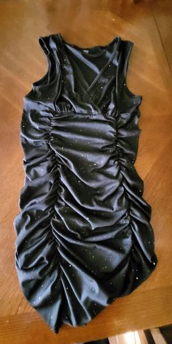 ✨ SHEIN Black Glitter Ruched Bodycon Mini Dress – Women's Size Large