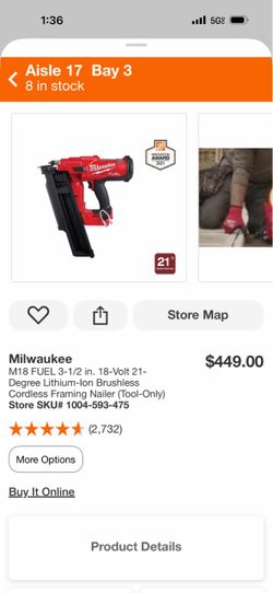Milwaukee M18 FUEL Cordless Framing Nailer Tool-Only