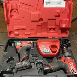 Milwaukee M12 FUEL Drill & Impact Driver Combo –  2 Batteries, Charger, Case