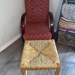 Halabala Chair And Wicker Stool