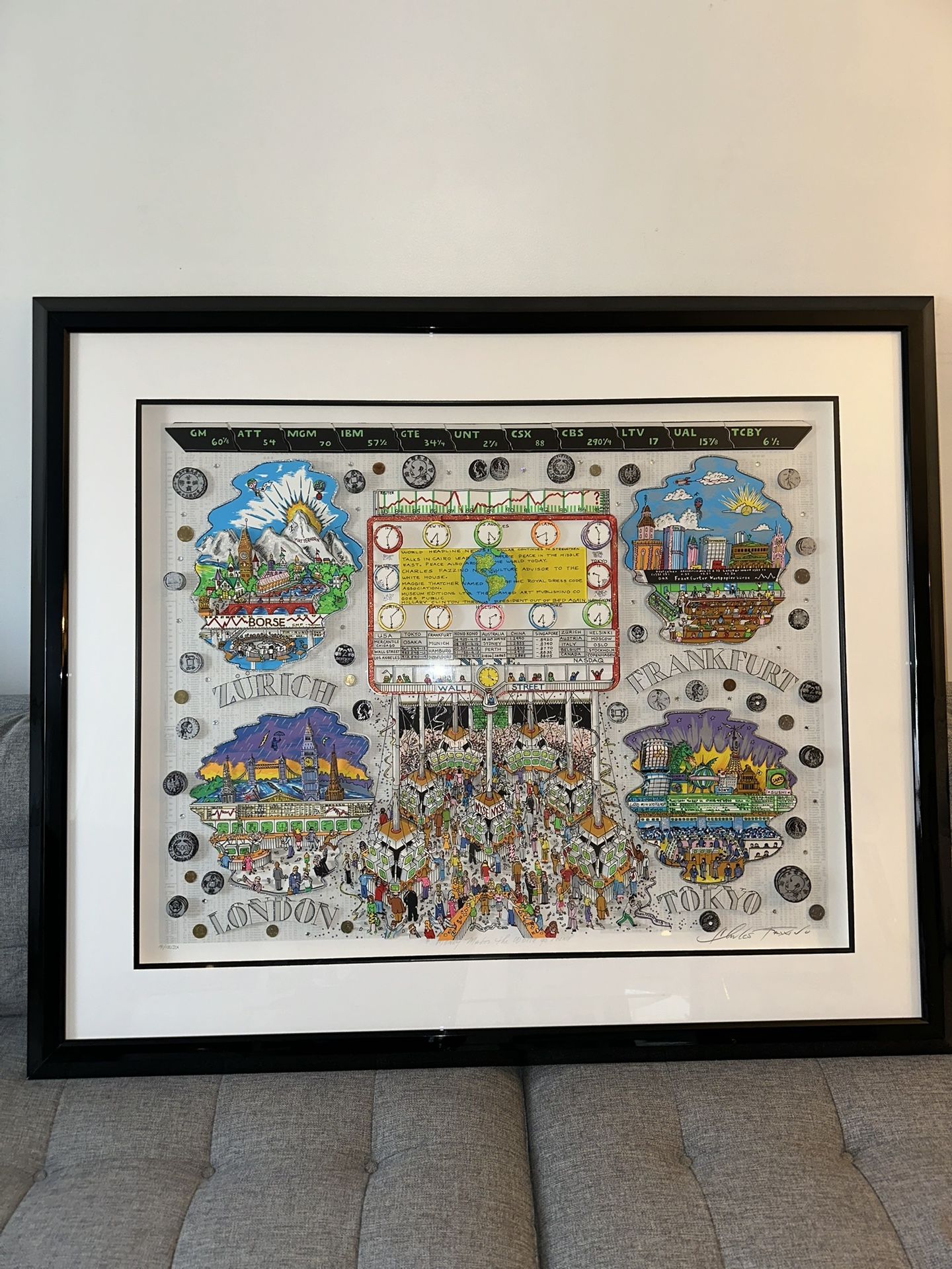 Charles Fazzino 3d Art Wall Street Unique Artwork Large Size Deluxe Authentic