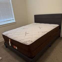 Queen Bed Frame With Headboard- Dark Grey 