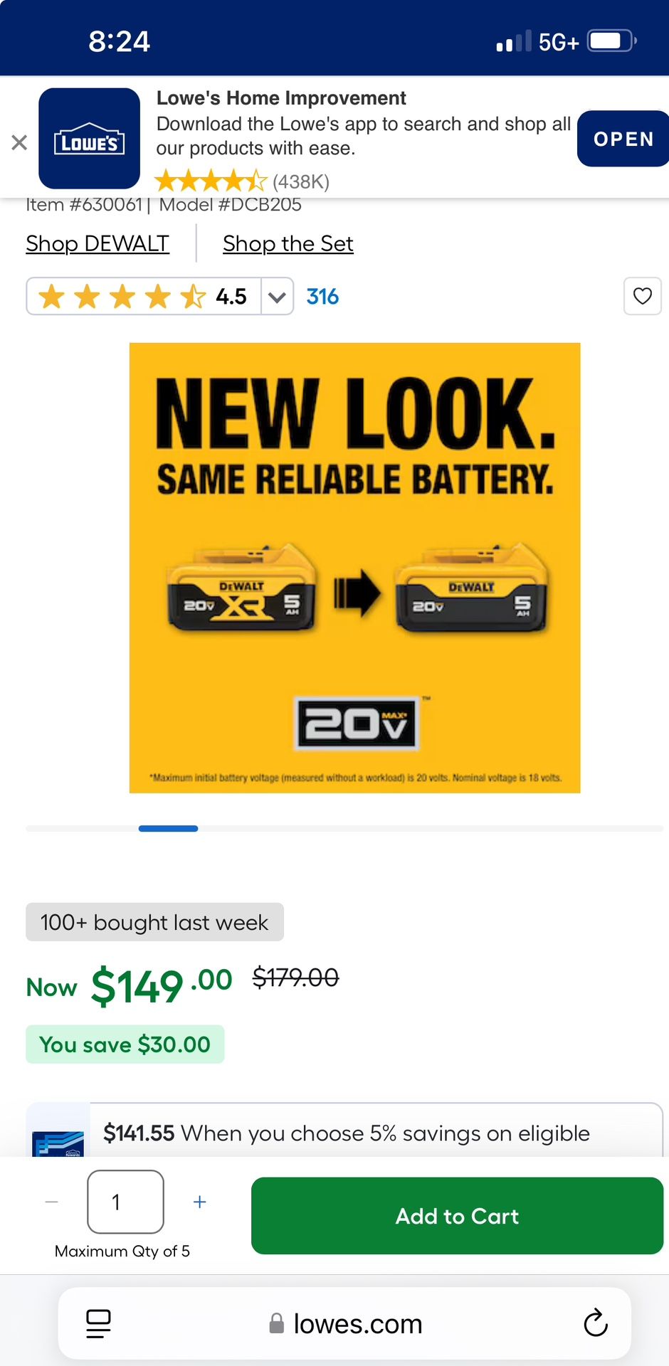 Two new DeWalt batteries