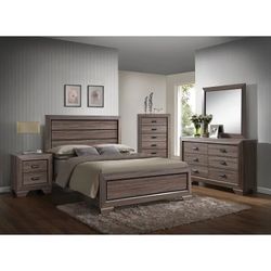 4 PCs Bedroom Set Dresser Mirror Nightstand Queen Bed 