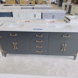 80” Beautiful Bathroom Vanity in Black, double sink soft close solid wood $1,199 