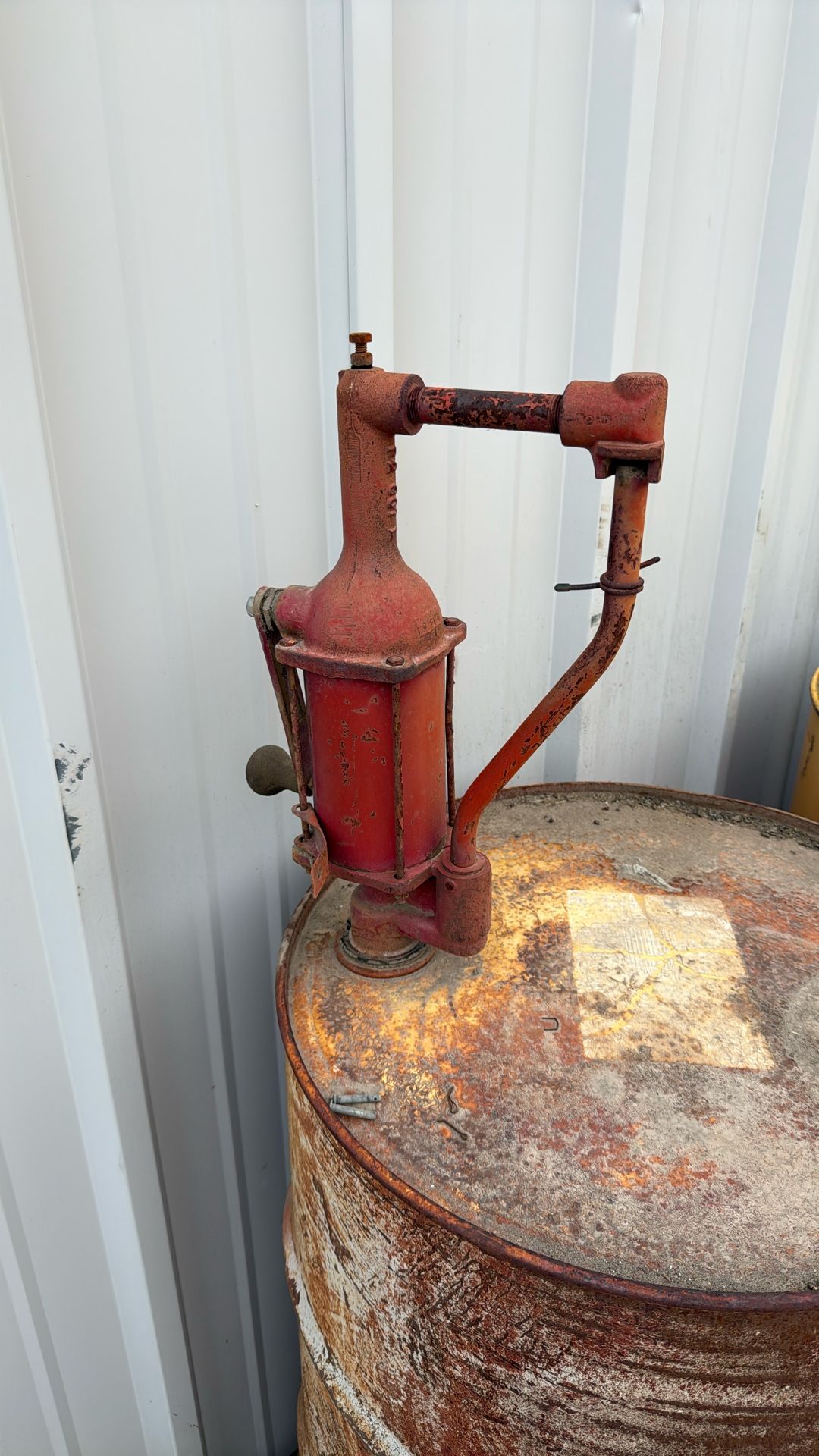 Vintage Red Oil Pump With Drum