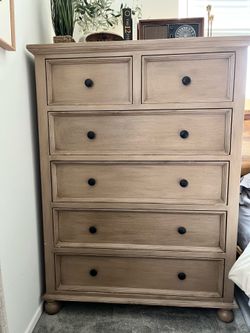 Tall Wooden Dresser with 6 Drawers