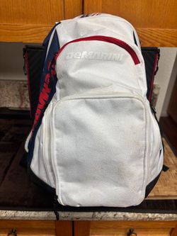 DeMarini Baseball/Softball Backpack White Navy Red Black Zip Padded 4 Pockets