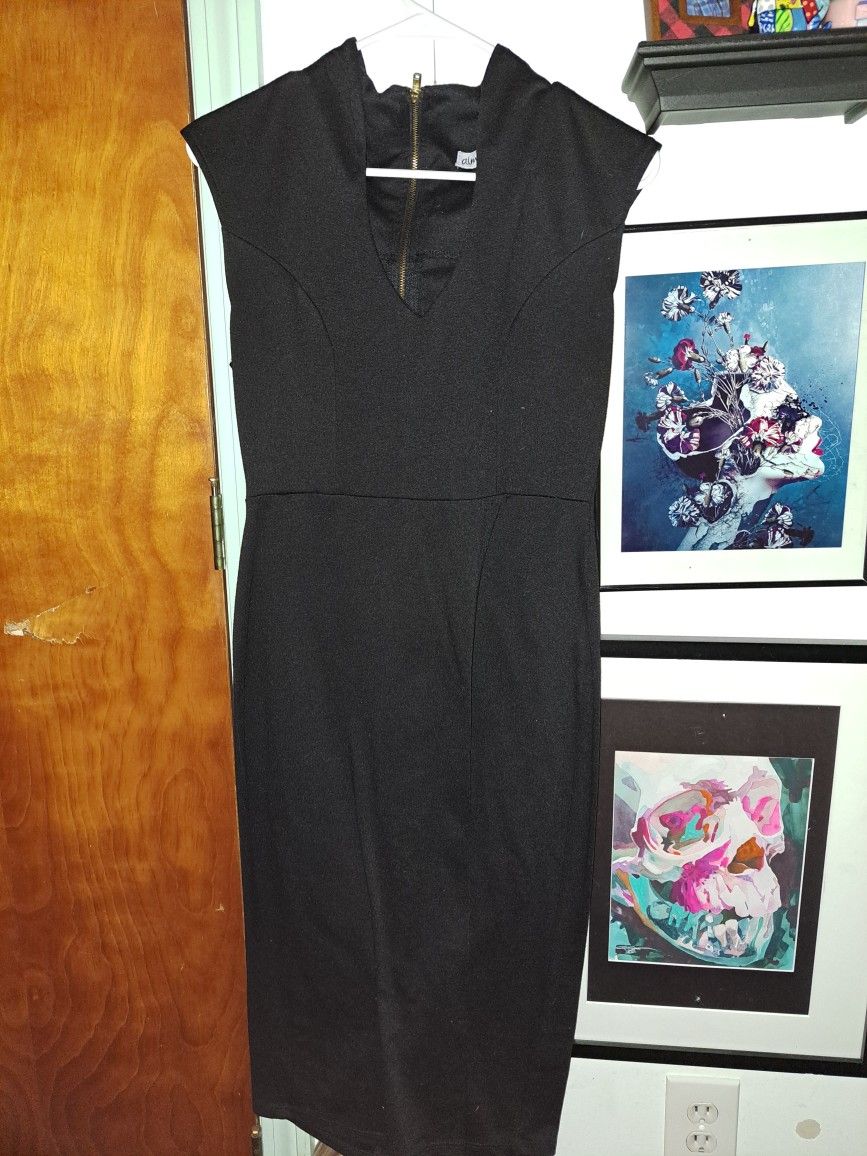 Sleeveless V Neck Black Maxi Dress