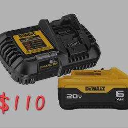Dewalt 20V 6.0 AH Battery and Fast Charger 