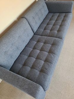 Blue-Gray Tufted Fabric Sofa mid century modern