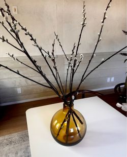 Amber Glass Round Decorative Vase – Modern Home Décor