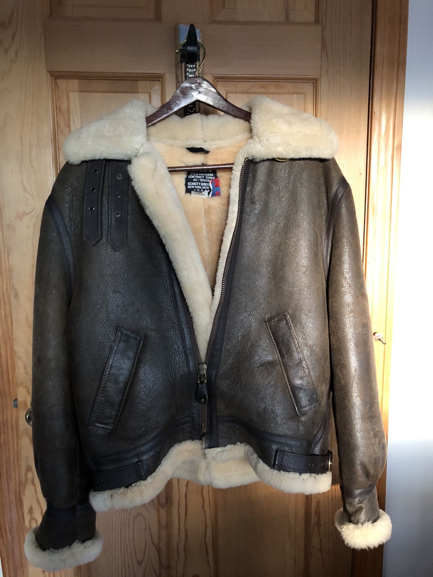 Sheepskin Lined Leather Bomber Jacket