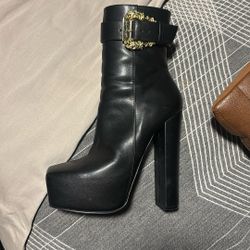 VERSACE Black Booties Size 37
