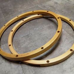 Pair of 19-Ply Natural Maple 10 Lug 14 inch Snare Drum Hoops