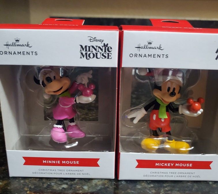 Hallmark Disney's Minnie Mouse and Mickey Mouse Christmas Ornaments