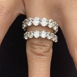 2CT Oval Cut Semi Diamond Eternity Band In 14k Rose Gold. 100% Natural & Certified Diamonds Only.