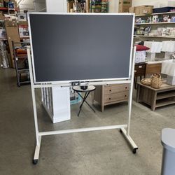 Excello 48 in. x 32 in. Double Sided Mobile Chalkboard, White