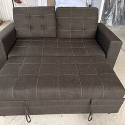 2 in 1 Convertible Sofa Bed in Dark Grey/ Taupe