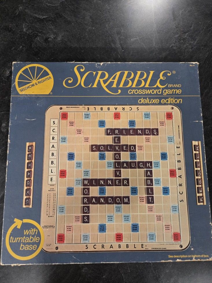 Vintage Scrabble Deluxe Edition With Turn Table Base-Complete