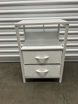 White Nightstand with Charging Station and 2 Drawers