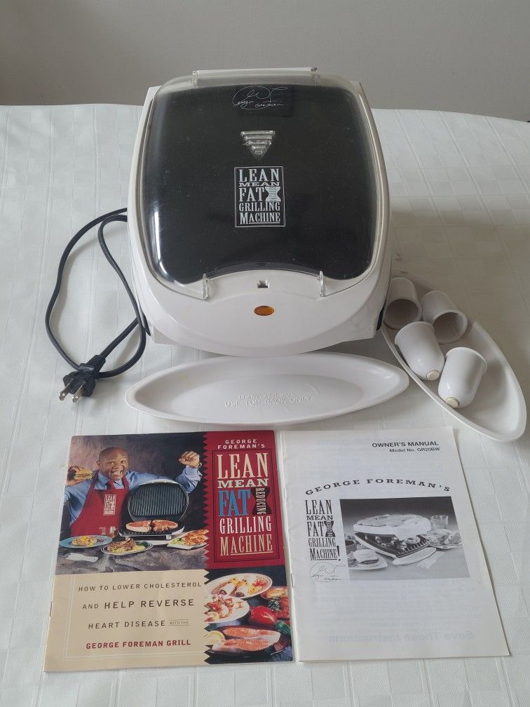George Foreman's Lean Mean Fat Grilling Machine Grill, Model GR20BW, With Bun Warmer