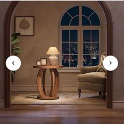 Tribesigns End Table, Round Side Table with Storage, Farmhouse Nightstand Bedside with Round Tabletop, Accent End Table for Living Room Bedroom Small 