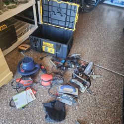 Various Power Tools With Dewalt System 2.0 Tool Box