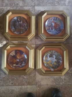 Lowell Davis framed collectible plates set of 4