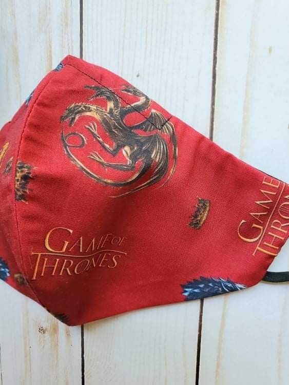 Game Of Thrones Face Mask,ears Loops Adjustable 