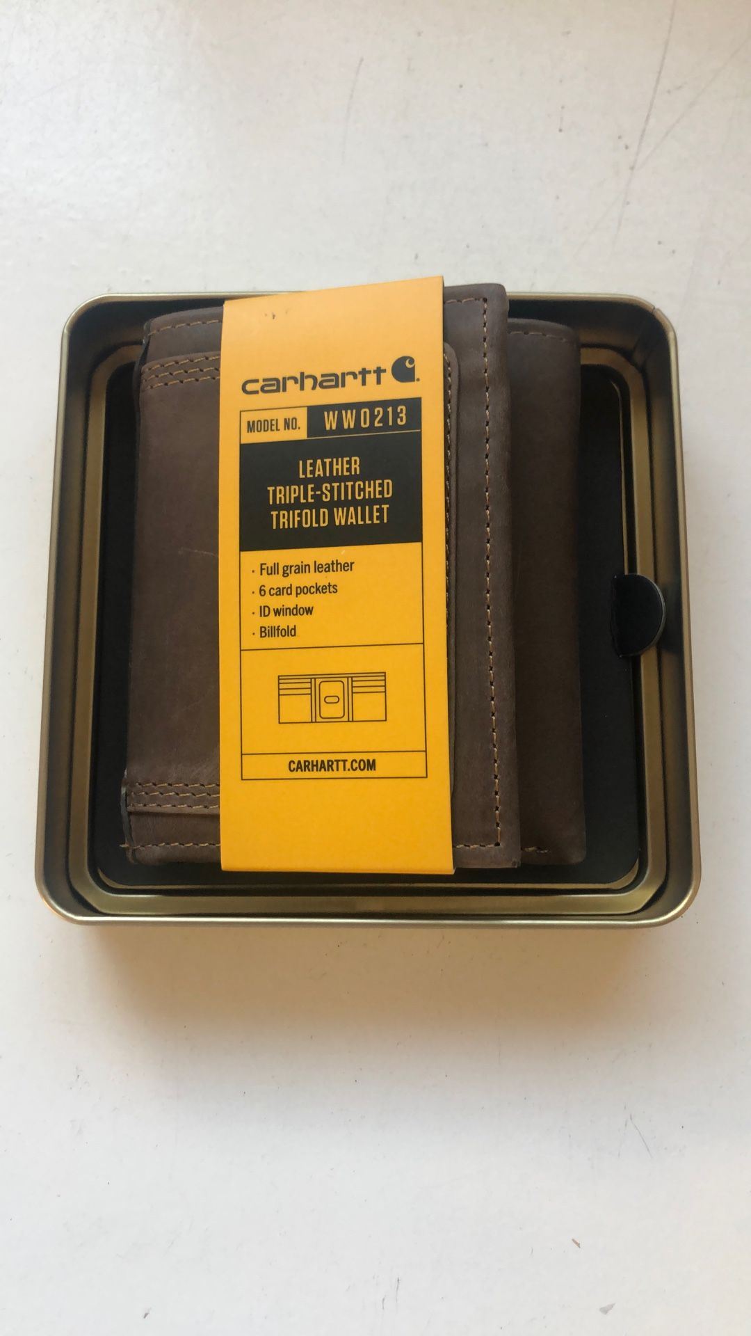 Carhartt Leather Triple-Stitched Trifold Wallet