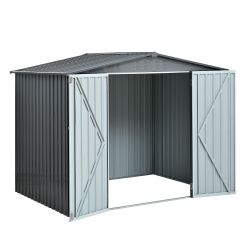 Metal Storage Shed with Double Doors, Heavy-Duty Galvanized Steel Outdoor Garden Shed for Tools, Lawn Equipment, and Yard Storage (72.8Hx68.9Dx87.8W)