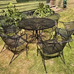9 Piece Vintage Wrought Iron Patio Set 