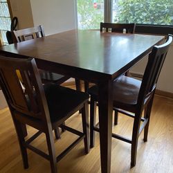 Vintage Counter-Height Dining Table w/ 4 Chairs
