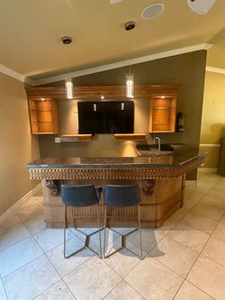 **Custom Home Bar w/ Granite Top, Sink & Lighted Hutch – $2,499 OBO**
