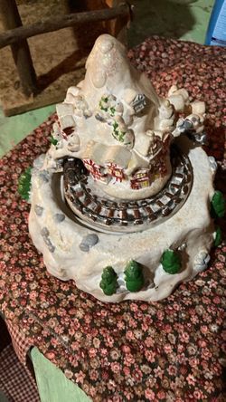 Christmas Village Train Mountain Figurine