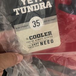 Brand New Red Tundra 35 Yeti Cooler